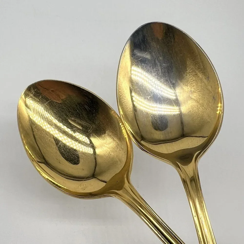 VTG Lifetime MONA LISA Serving Spoon Gold Electroplated Stainless Flatware Japan